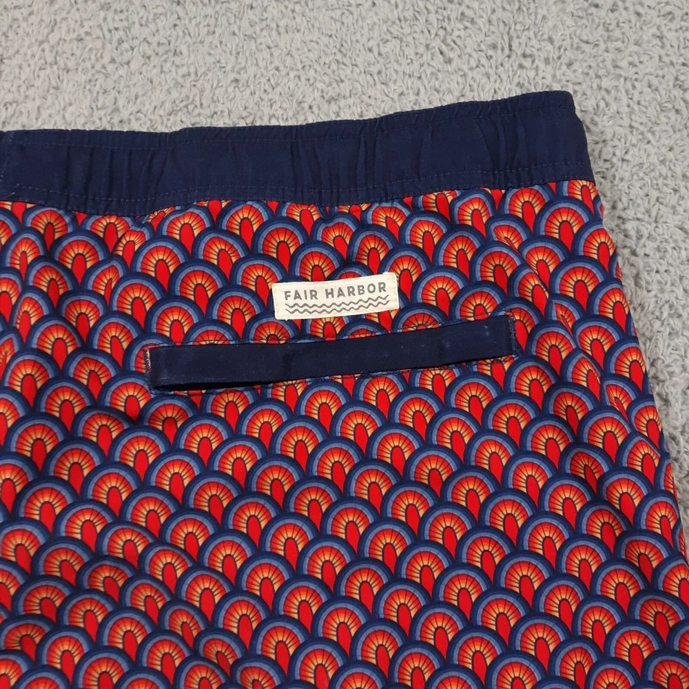 Fair Harbor Shorts Mens L Red Elastic Waist Lined Athletic Gym Beach Workout